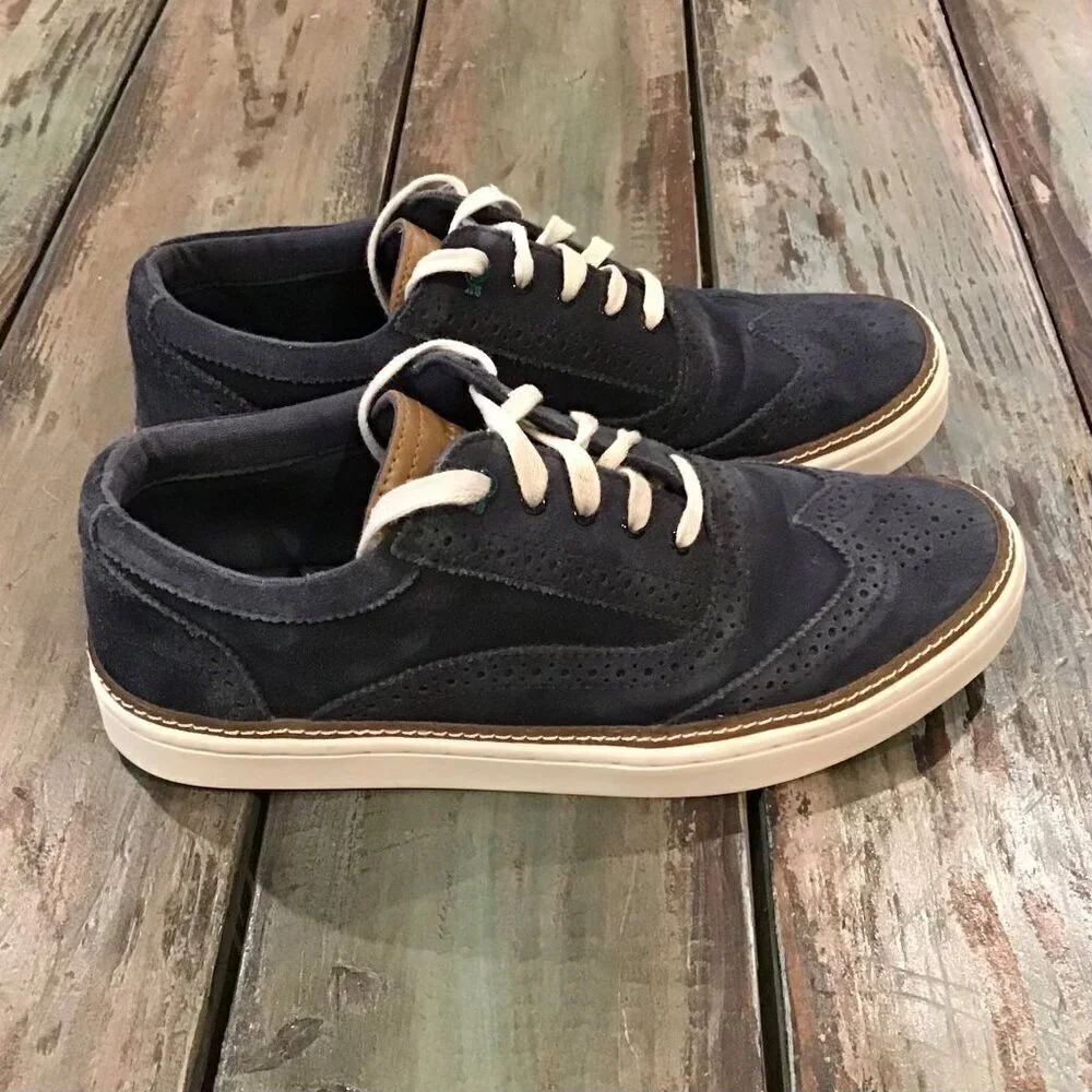 Ted Baker Size 8 Hapra 3 Men’s Suede Shoes Navy Wingtip Sneakers